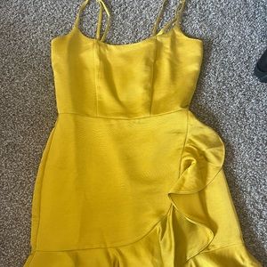 Lulus Yellow Mini Wrap-Like Dress Xs